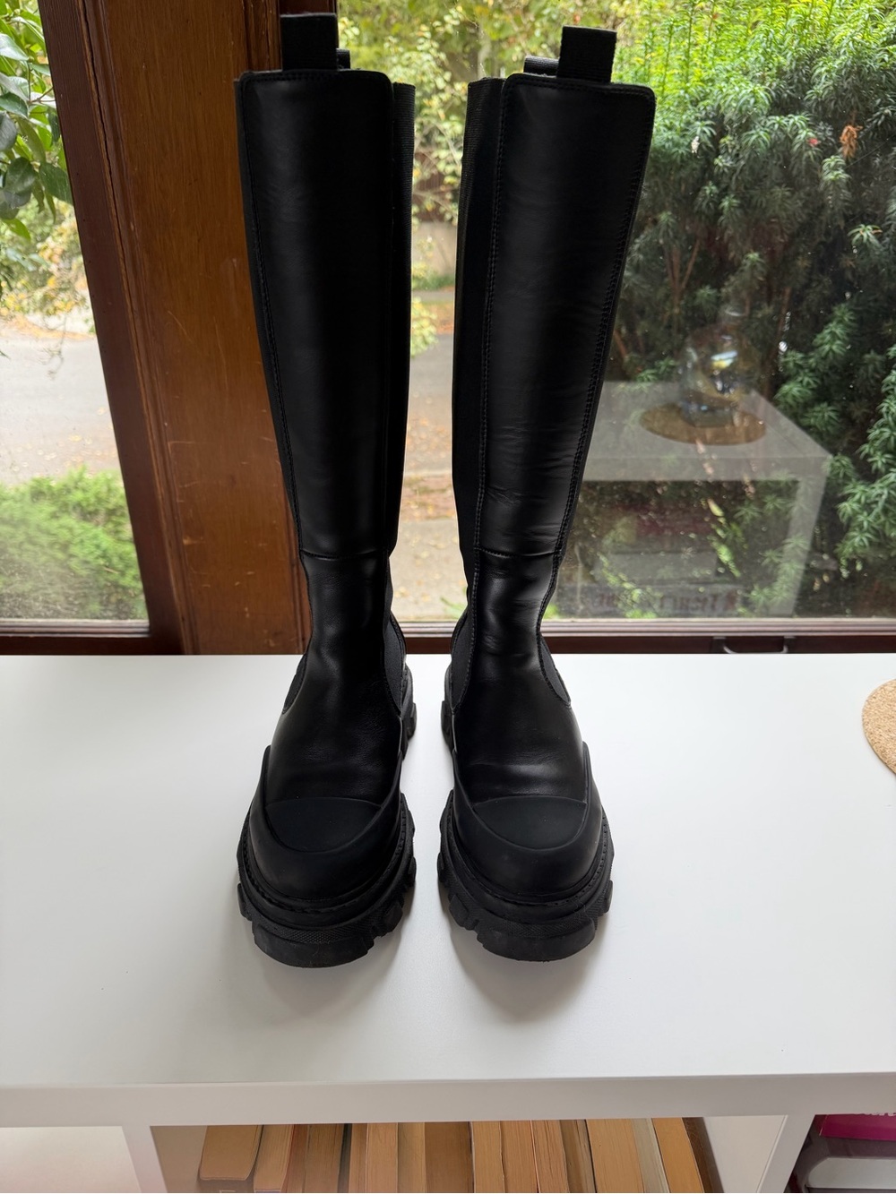 Ganni Black Knee-High Platform Boots